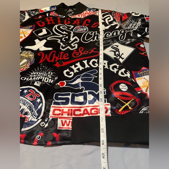 Men's Chicago White Sox Pro Standard Black Allover Print Satin Full-Snap Jacket - Picture 6 of 10